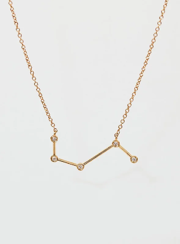 Star Sign Aries 18K Gold Necklace w. Diamond