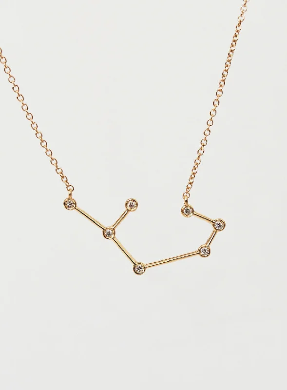 Star Sign Sagittarius 18K Gold Necklace w. Diamond