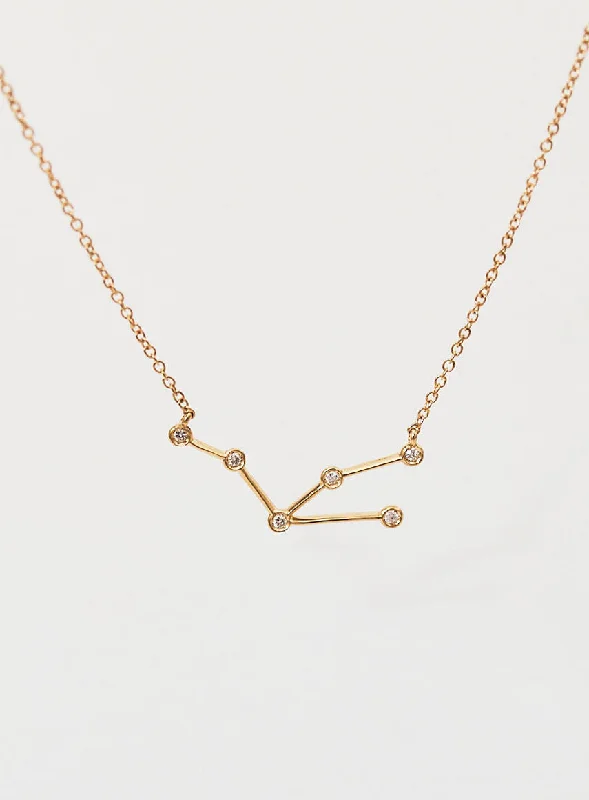 Star Sign Taurus 18K Gold Necklace w. Diamond