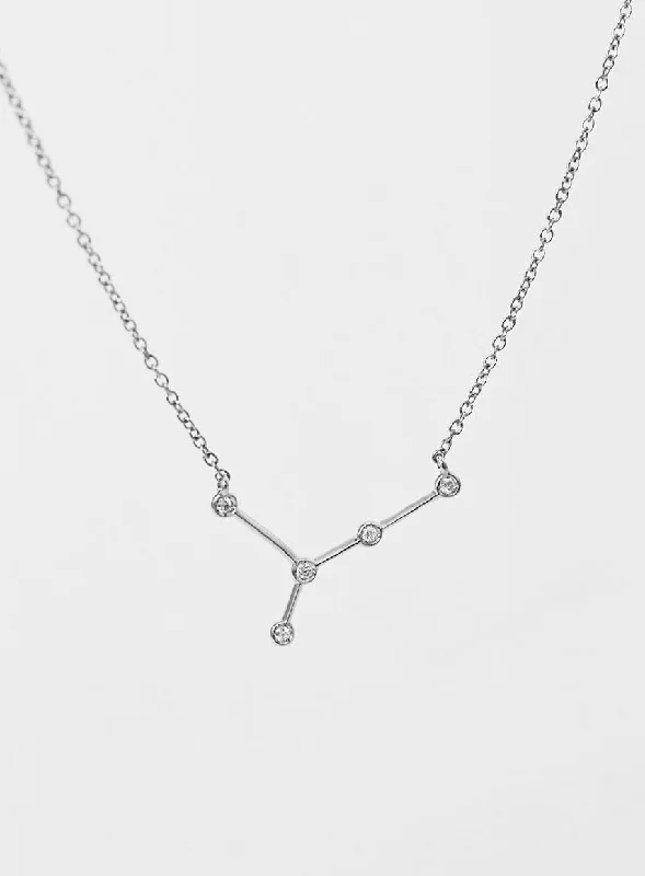 Star Sign Cancer 18K Whitegold Necklace w. Diamond