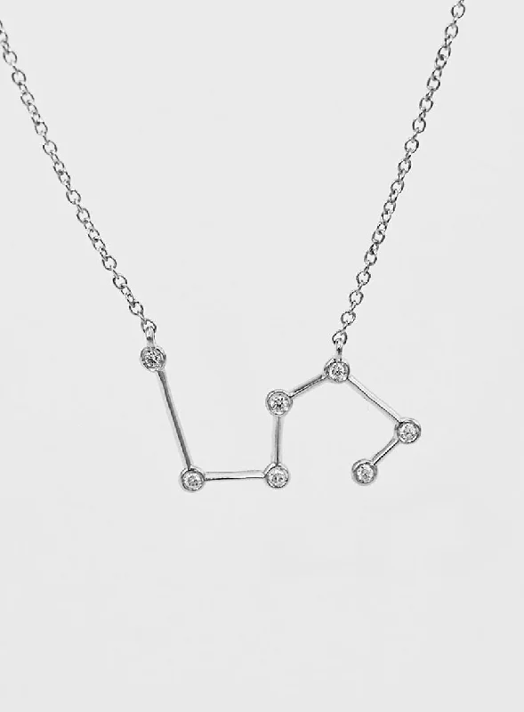 Star Sign Leo 18K Whitegold Necklace w. Diamond