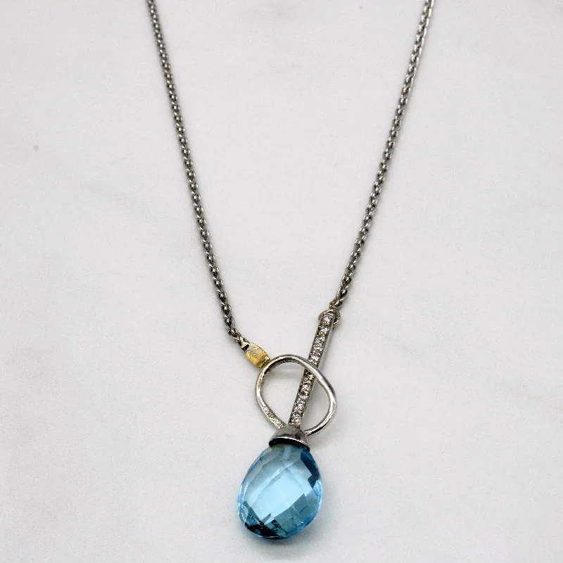 gemstone stacking rings colorful Blue Topaz & Diamond Closure Necklace | 7.00ct, 0.22ctw | 20" |