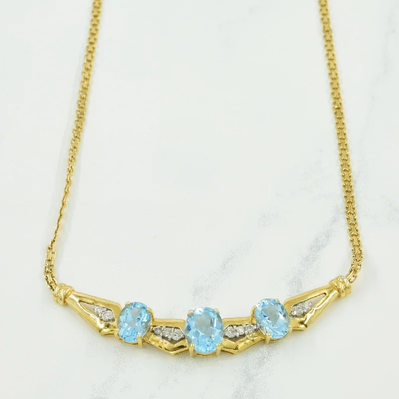 double-layered choker necklace Blue Topaz & Diamond Necklace | 4.60ctw, 0.20ctw | 14" |