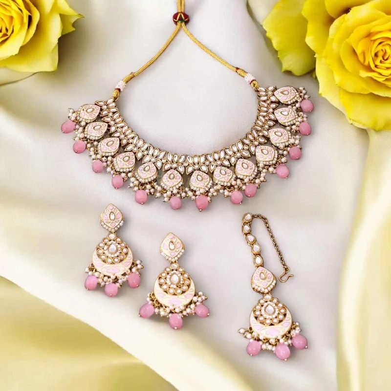 classic diamond hoop earrings Blush Dharvi Kundan Jewellery Set