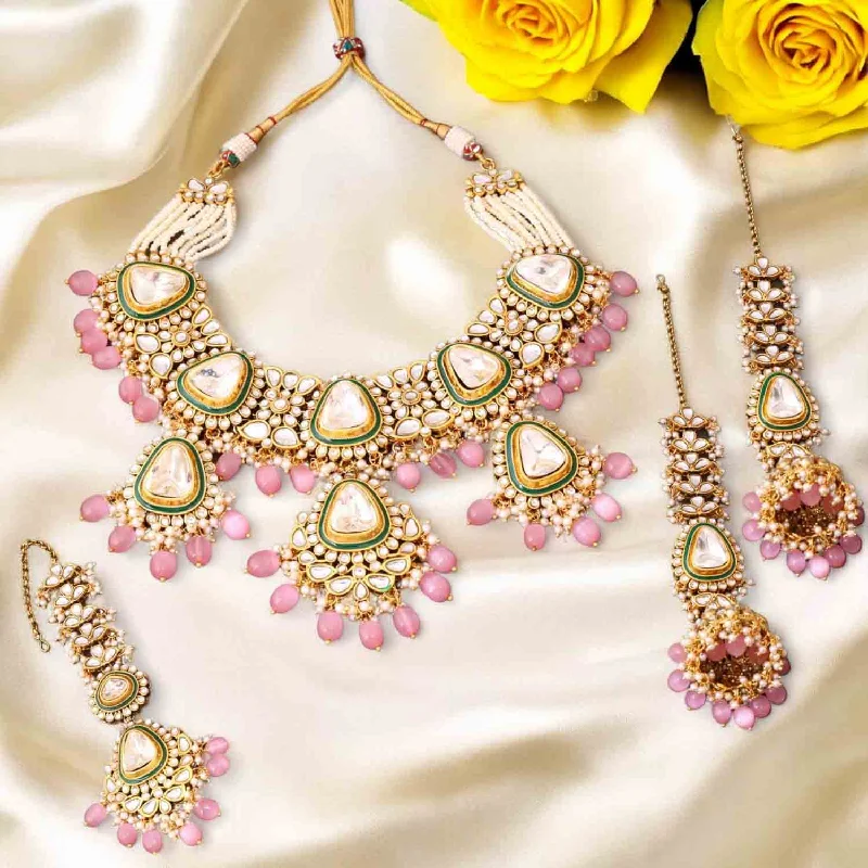 personalized zodiac birthstone necklace Blush Runali Kundan Jewellery Set