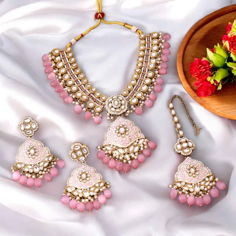 vintage diamond brooch pin Blush Shailani Kundan Jewellery Set