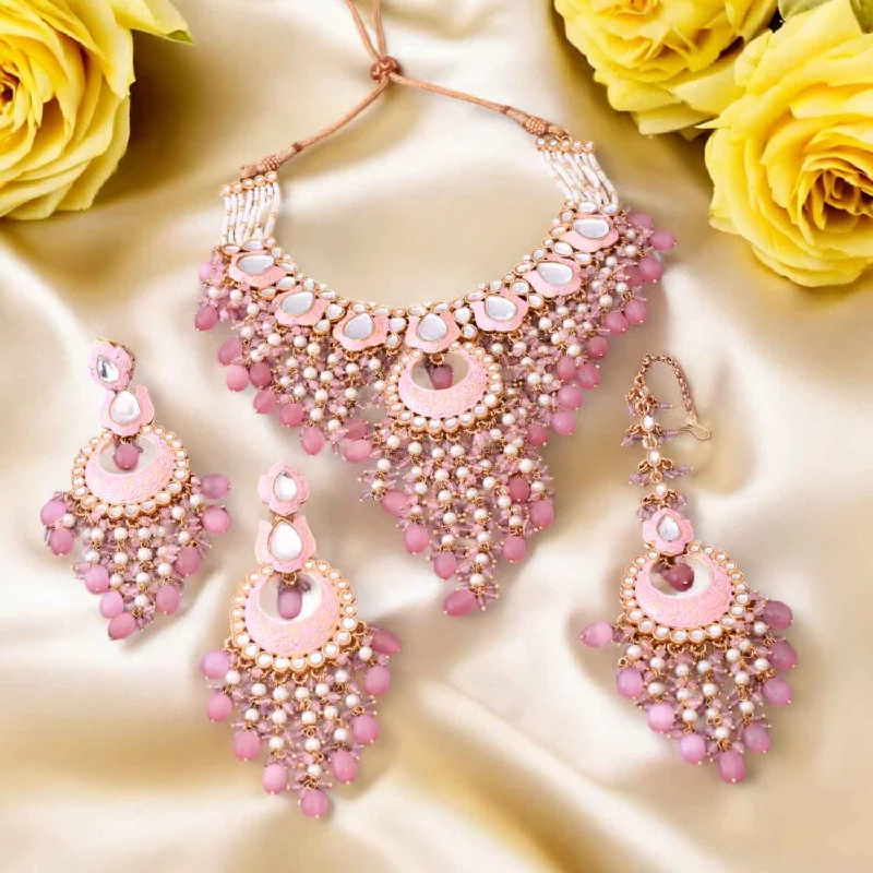 rose gold ring with diamonds Blush Yashuma Kundan Jewellery Set
