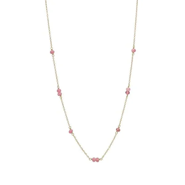 Pink 18K Gold Plated Necklace w. Tourmaline