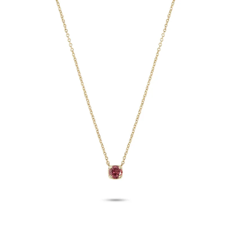 Rainbow Red 10K Gold Necklace w. Tourmaline