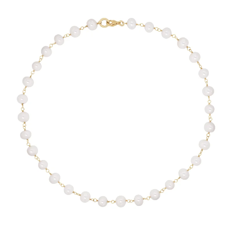 Pearls Choker Gold Plated Necklace w. Pearls