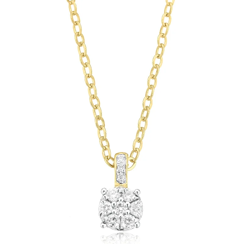 hammered silver pendant necklace Celebration 9ct Yellow Gold with Round Brilliant Cut 0.19 CARAT tw of Lab Grown Diamond Pendant