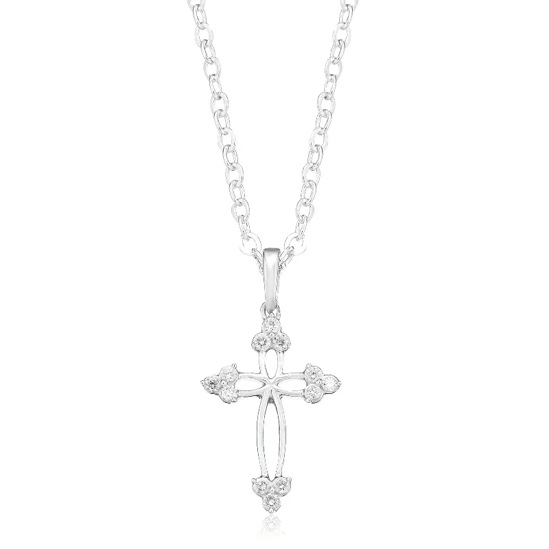 gold-plated chain necklace with charms Celebration Sterling Silver with Round Brilliant Cut 0.10 CARAT tw of Lab Grown Diamond Pendant