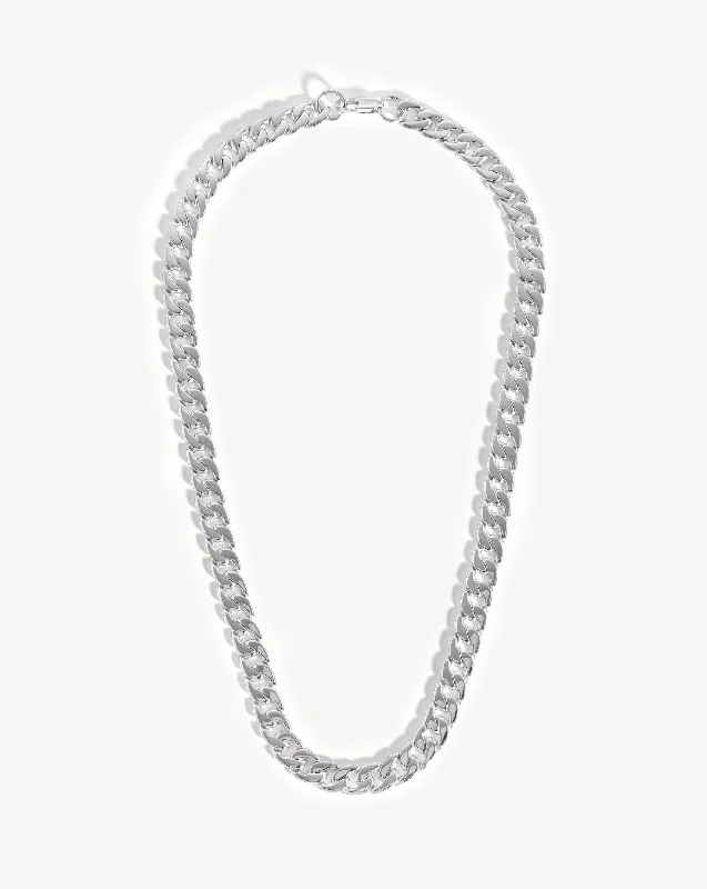 raw amethyst ring silver Mens Chunky Curb Chain Necklace