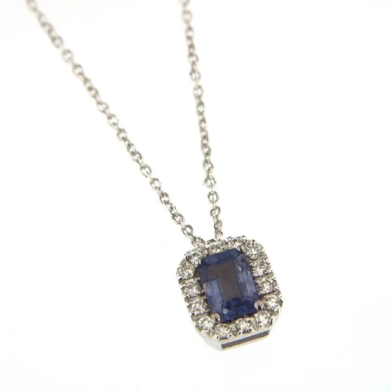 Candy 18K White Gold Necklace w. Diamonds & Blue Sapphire