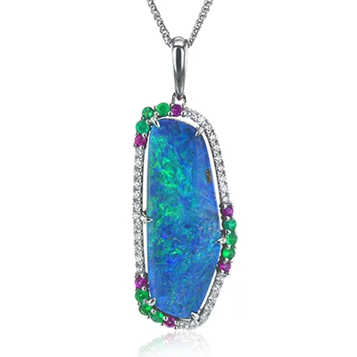real peridot gemstone ring Color Pendant in 18k Gold with Diamonds