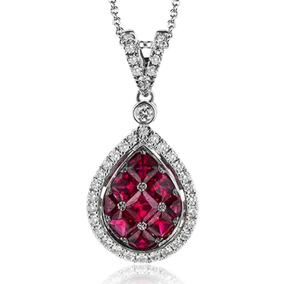 minimal diamond bar necklace Color Pendant in 18k Gold with Diamonds