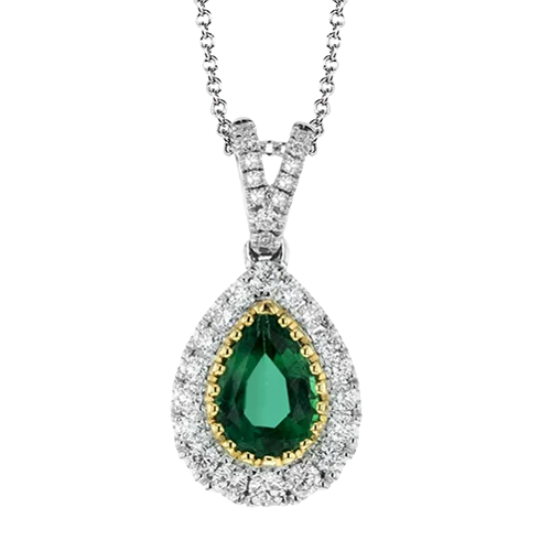 silver feather charm necklace Color Pendant in 18k Gold with Diamonds