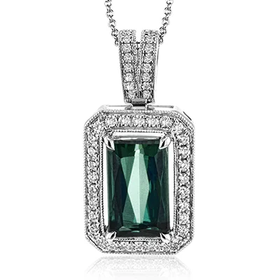 minimal gold ring stack Color Pendant in 18k Gold with Diamonds