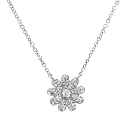 personalized couple rings Copy of 14k White Gold Diamond Flower Necklace
