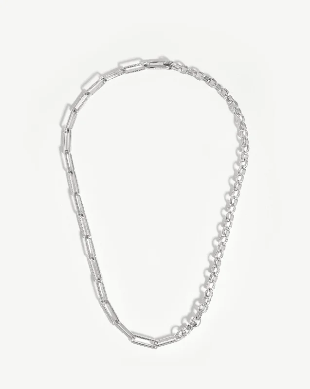 hammered gold disc necklace Deconstructed Axiom Chain Necklace | Silver Plated