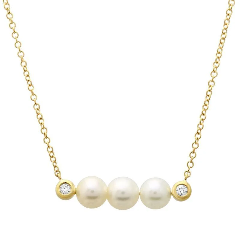 handmade gold nugget ring 14K Yellow Gold Diamond and Pearl Bar Necklace