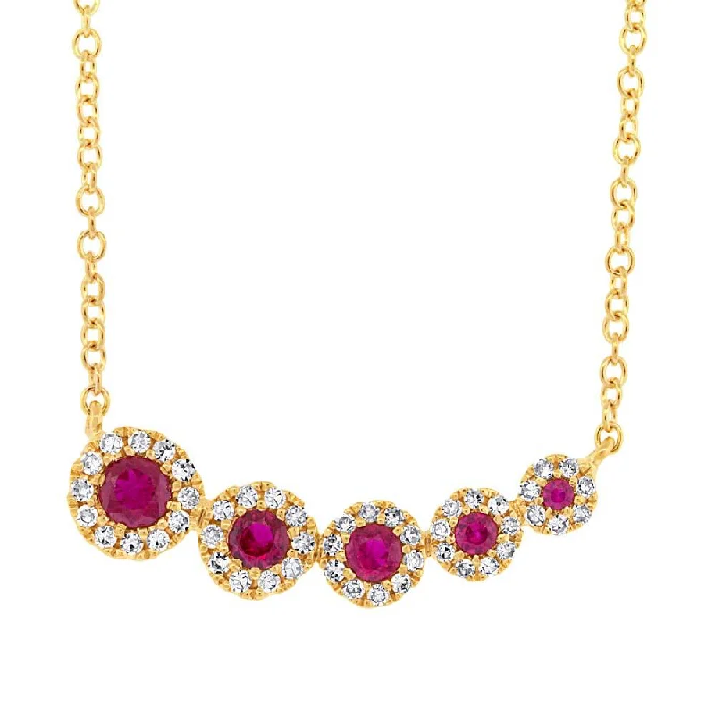 custom nameplate bracelet silver 14K Yellow Gold Diamond and Ruby Halo Necklace