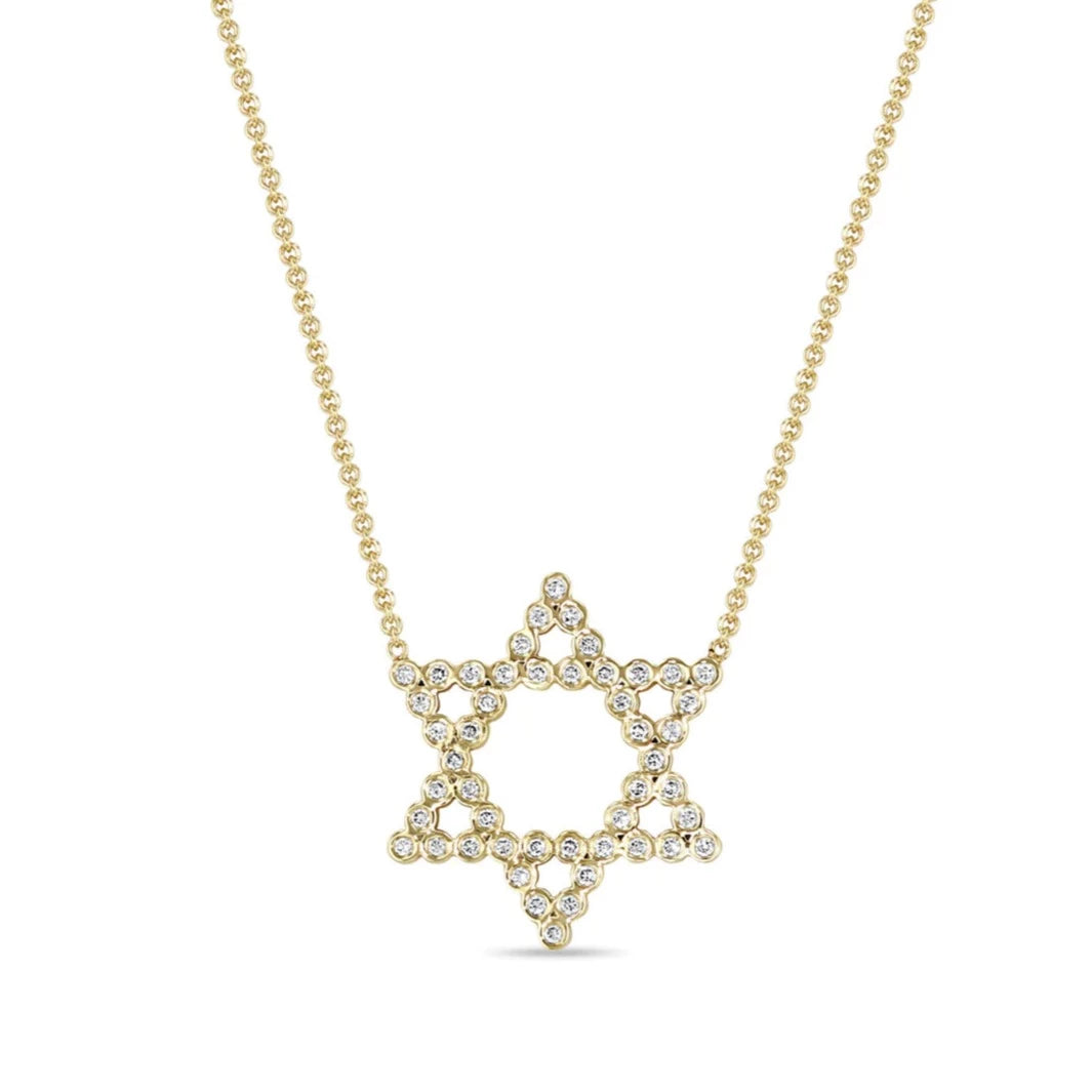dainty gemstone drop earrings Diamond Bezel Star of David Necklace