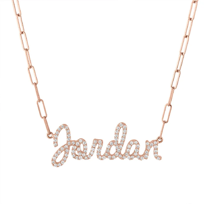stackable gold bangle set Diamond Jumbo Script Name Necklace