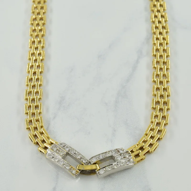emerald-cut aquamarine necklace Diamond Panther Chain Link Necklace | 0.50ctw | 15.5" |