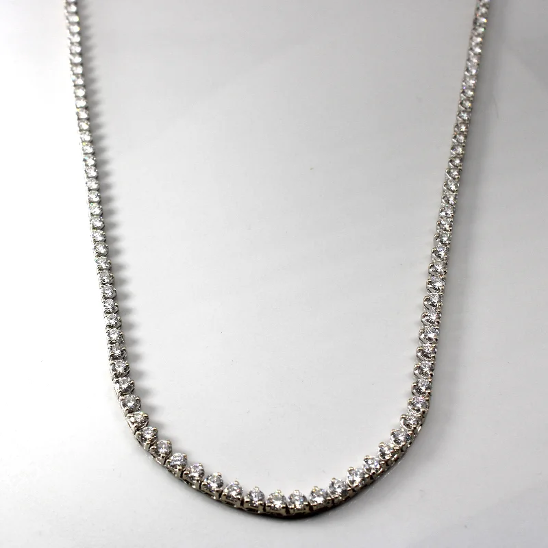 vintage floral engagement ring 18k White Gold Diamond Tennis Necklace | 14.25ctw VS1/2 F/G | 17"| vintage floral engagement ring 18k White Gold Diamond Tennis Necklace | 14.25ctw VS1/2 F/G | 17"|