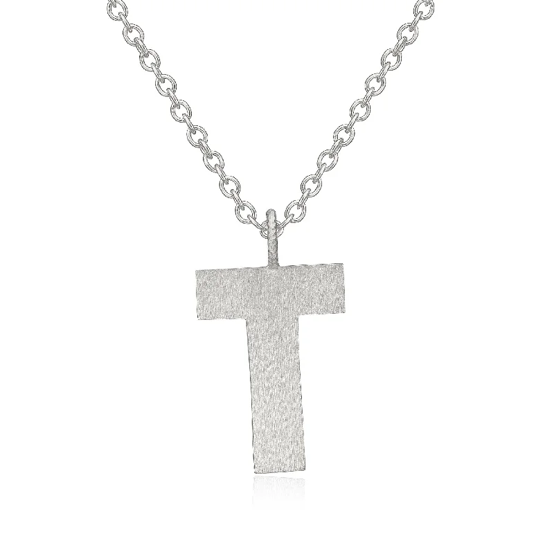 Letter T Silver Necklace