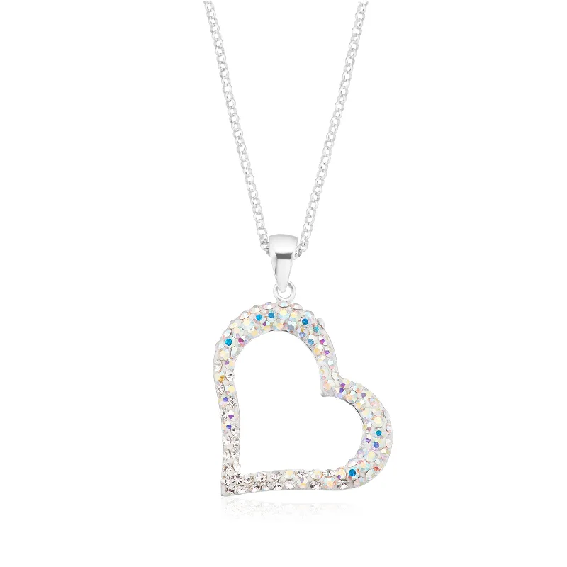 vintage-inspired gold locket Eclipse 45 cm Sterling Silver with Austrian Crystal Heart Necklaces