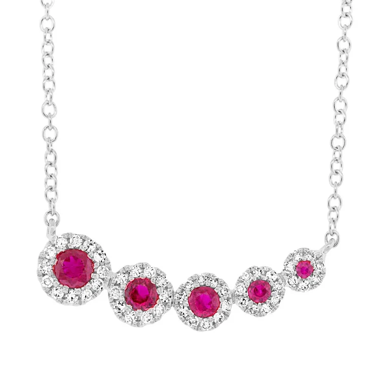 handmade clay bead earrings 14K White Gold Diamond and Ruby Halo Necklace