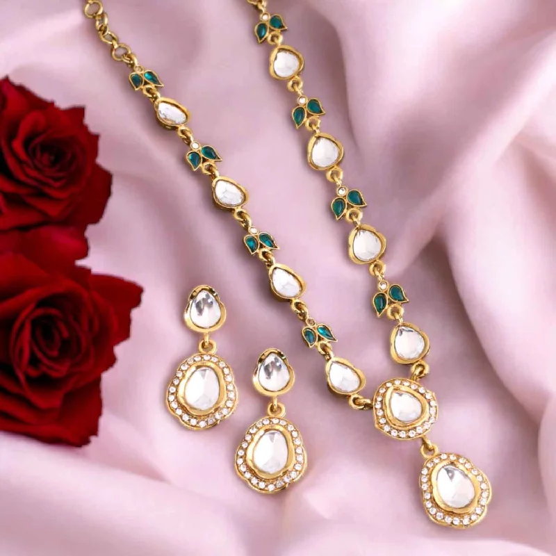 silver infinity symbol bracelet Emerald Ambikaa Kundan Jewellery Set