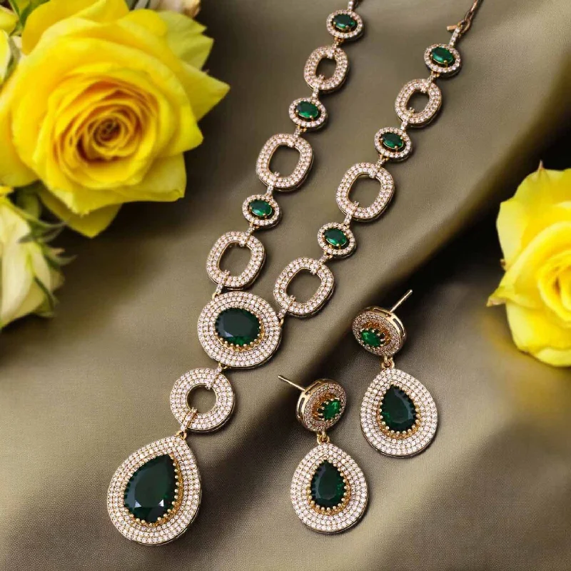 minimal diamond bar necklace Emerald Christa Victorian Jewellery Set - New Arrival