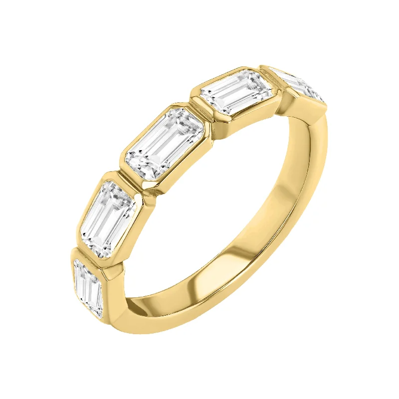 delicate pearl bracelet Lab Diamond Emerald Cut Bezel Set Band