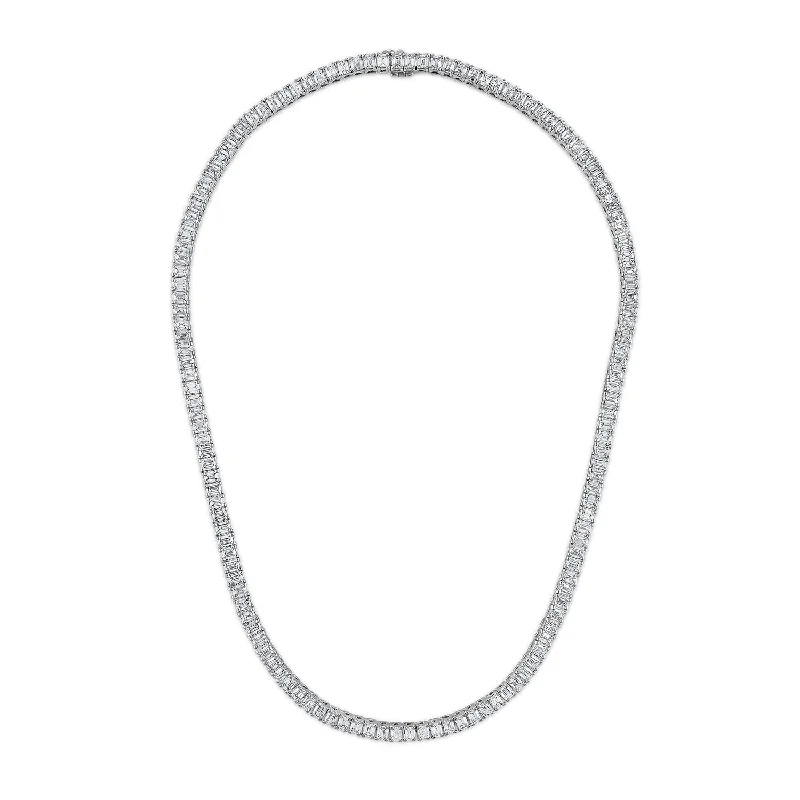 personalized name ring Emerald Cut Tennis Necklace