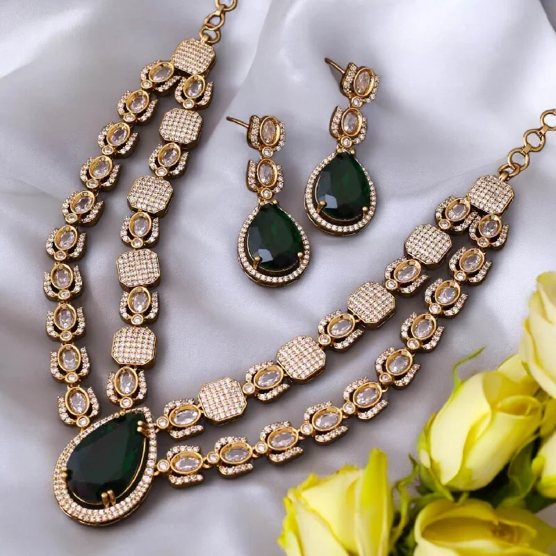 modern geometric earrings gold Emerald Freena Victorian Jewellery Set - New Arrival