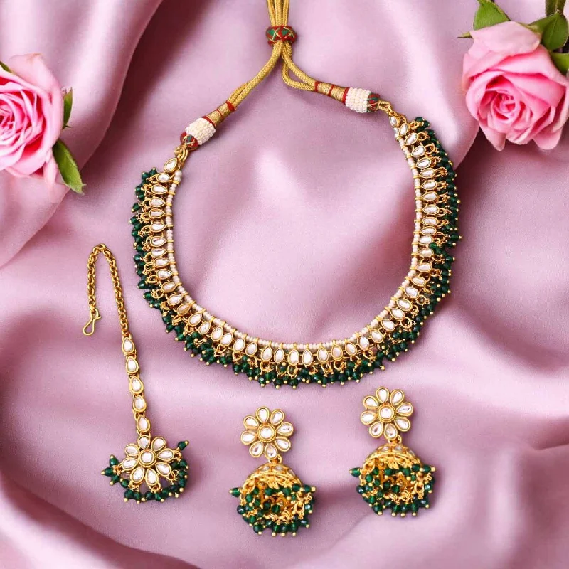 custom nameplate bracelet silver Emerald Heeral Kundan Jewellery Set