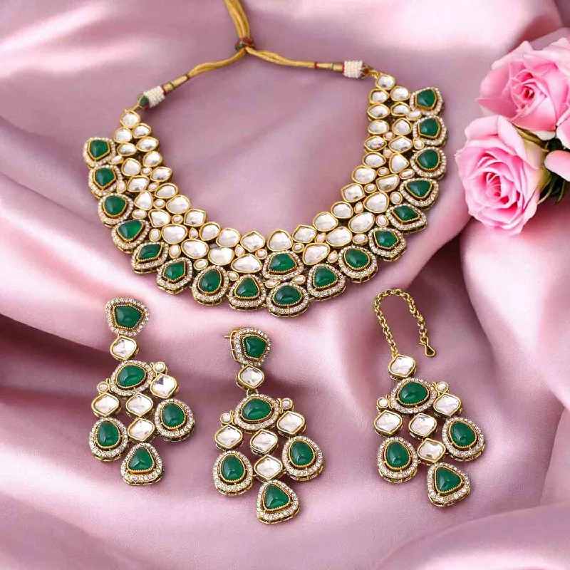 solid gold stacking rings set Emerald Samiya Kundan Jewellery Set