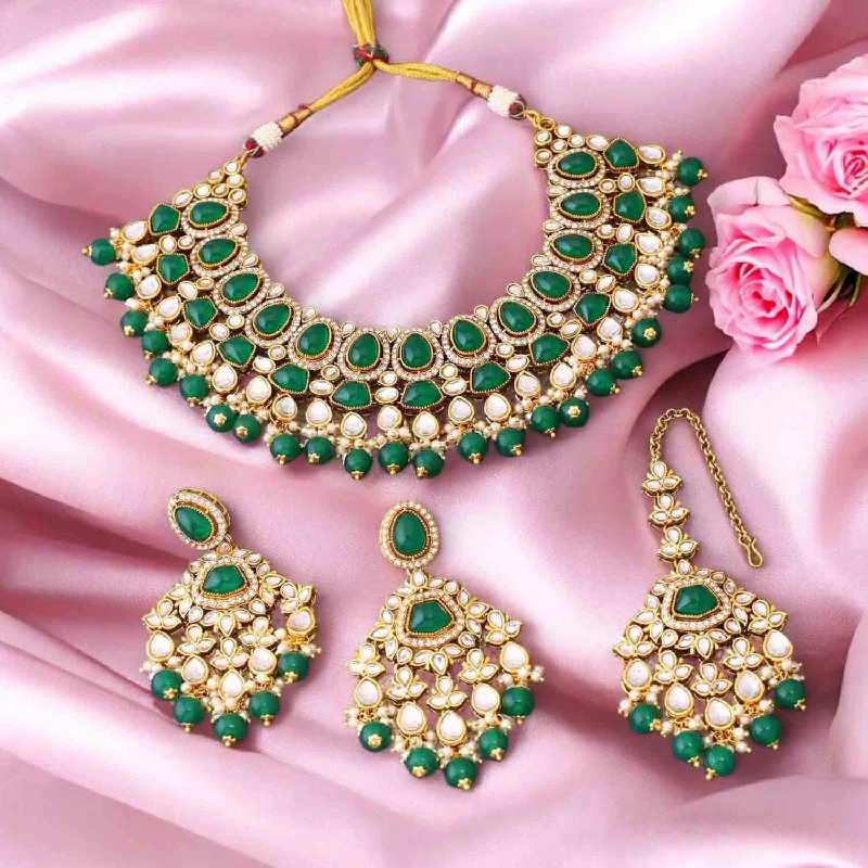 adjustable infinity charm bracelet Emerald Shushmita Kundan Jewellery Set