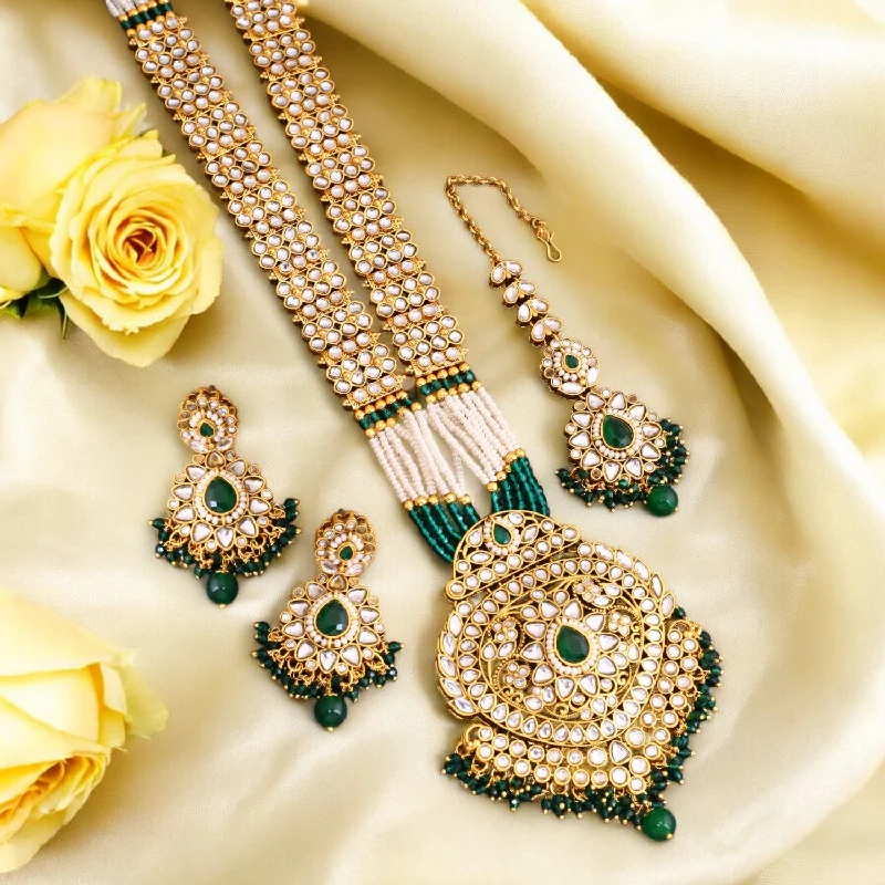 cubic zirconia tennis necklace Emerald Ujala Kundan Jewellery Set