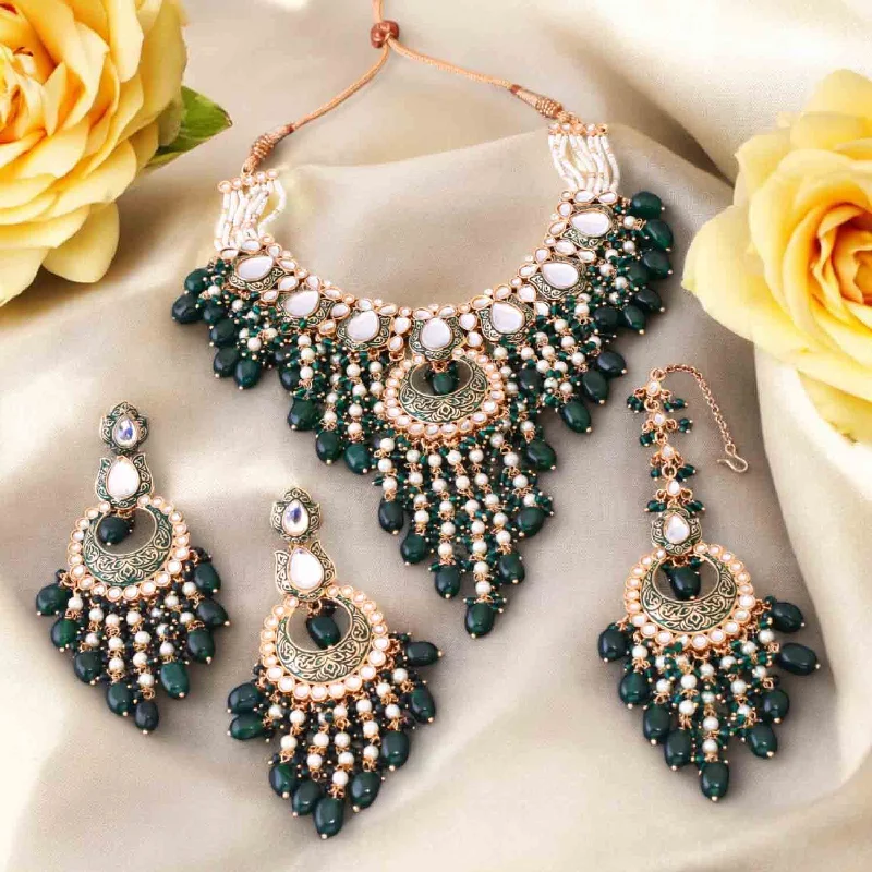 unique diamond eternity band Emerald Yashuma Kundan Jewellery Set