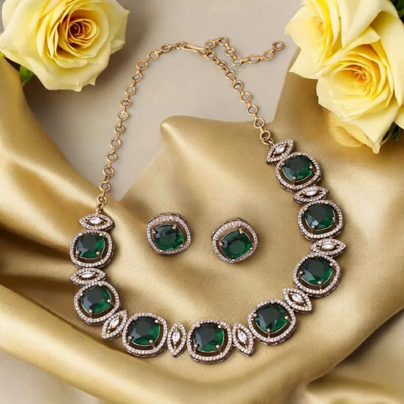 elegant pearl bridal set Emerald Zinnia Victorian Jewellery Set - New Arrival