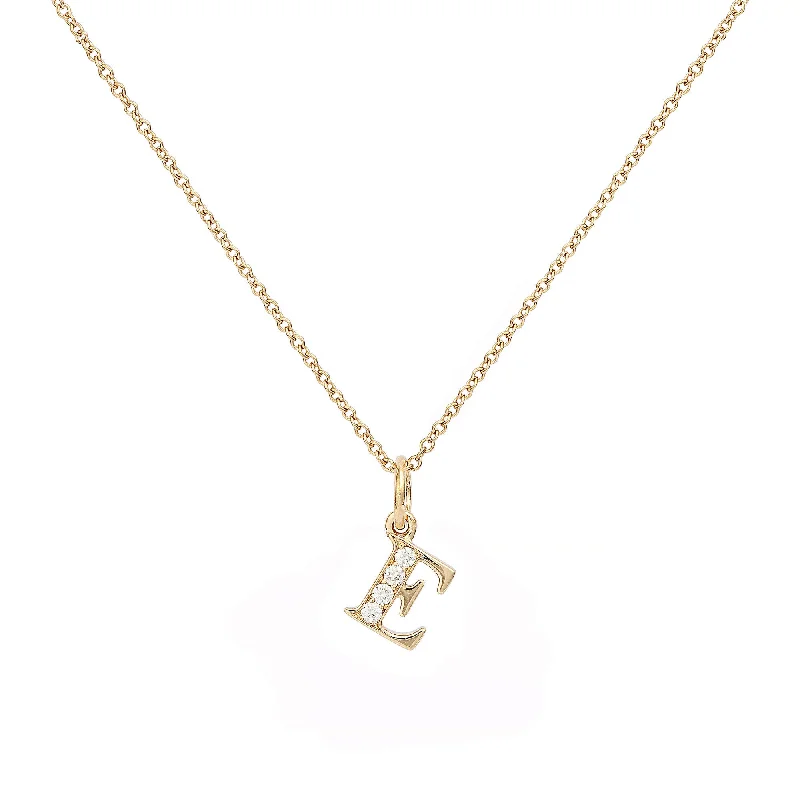 Love Letter E 18K Gold Necklace w. Diamonds