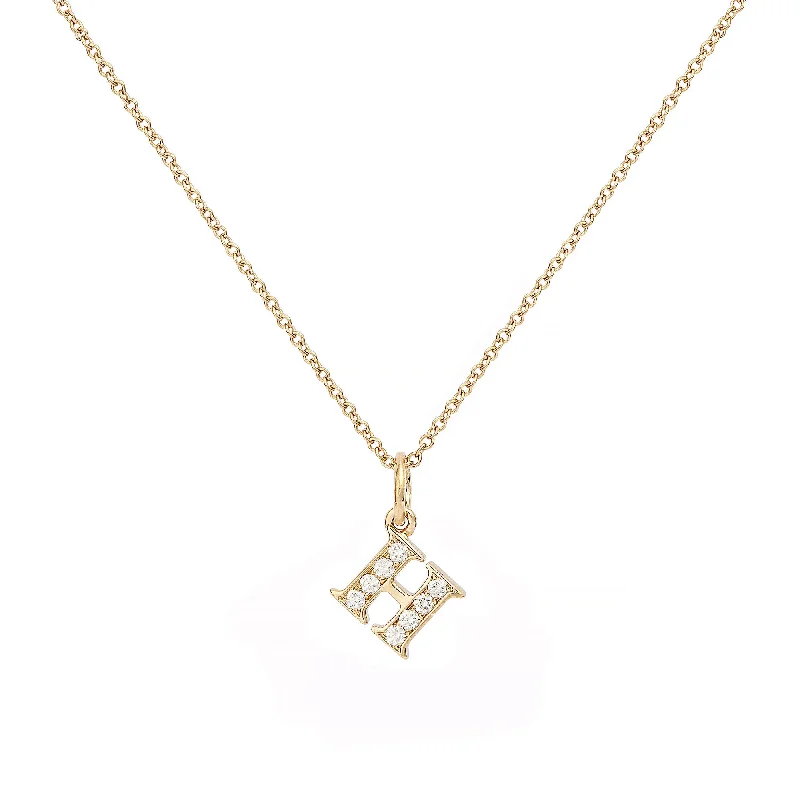 Love Letter H 18K Gold Necklace w. Diamonds