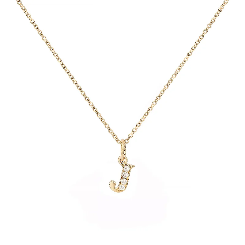 Love Letter J 18K Gold Necklace w. Diamonds