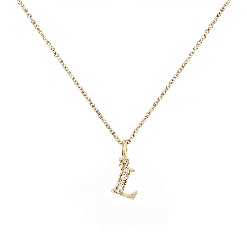 Love Letter L 18K Gold Necklace w. Diamonds