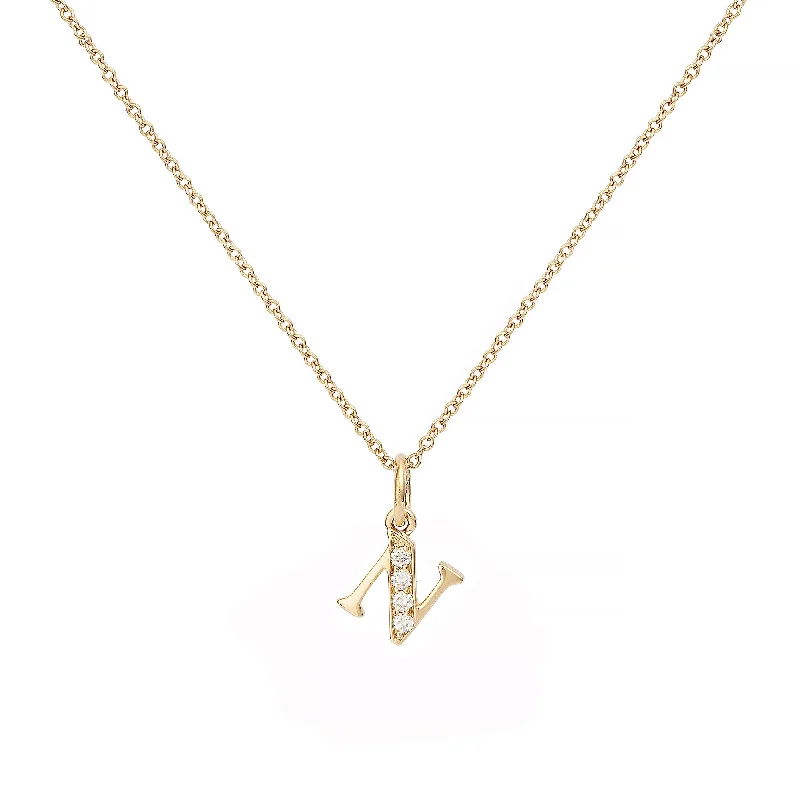 Love Letter N 18K Gold Necklace w. Diamonds