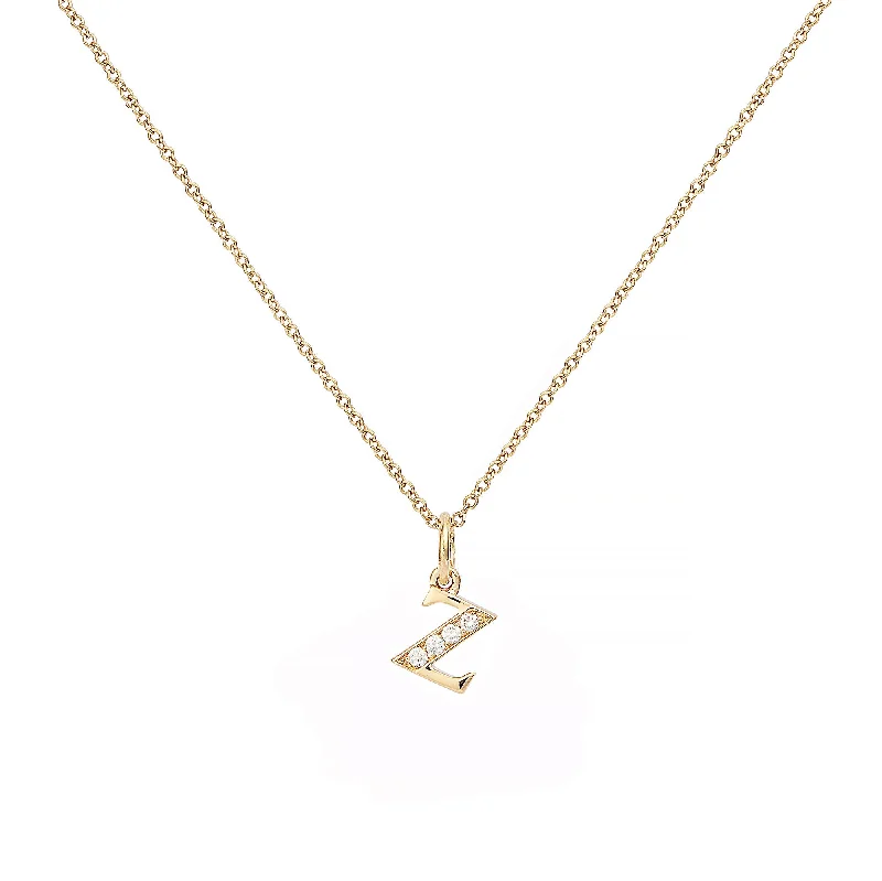 Love Letter Z 18K Gold Necklace w. Diamonds